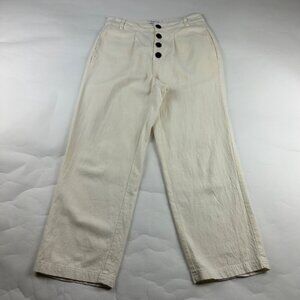 O'Neill Cream Linen Blend Button Fly Relaxed Leg Pant 26